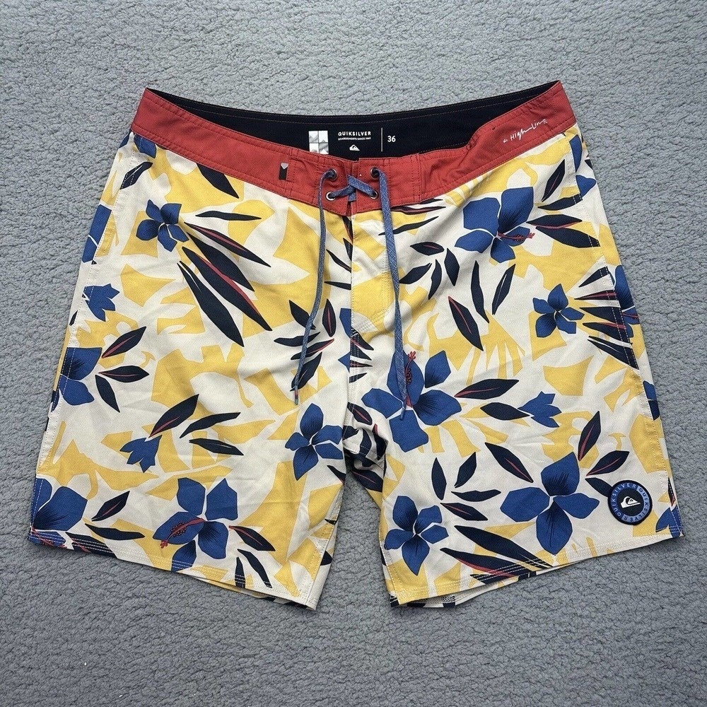 Quicksilver‎ Mens High Line Stretch Board Shorts 36 Waist Beach Surf Swim Trunks